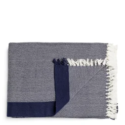 Borderline Blanket Navy>Daylesford Organic Shop