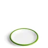 White & Green Enamel Plate 20cm>Daylesford Organic Sale