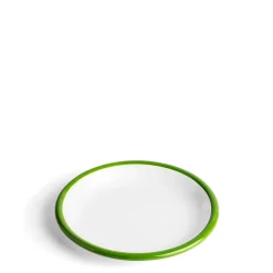 White & Green Enamel Plate 20cm>Daylesford Organic Sale